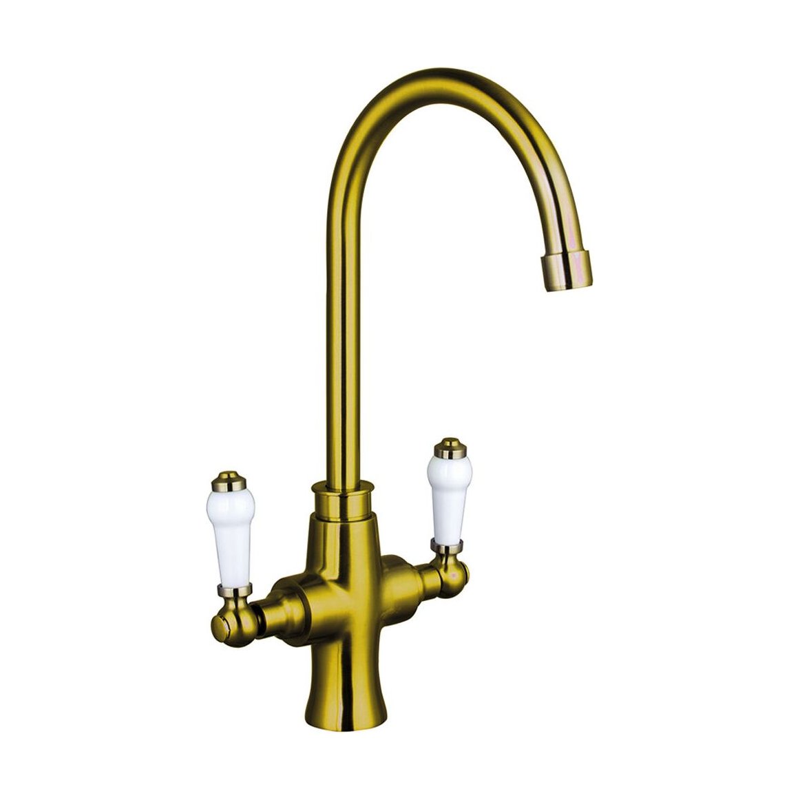 [BKT002BG] Traditional Dual Handle Kitchen Mixer Tap - Brushed Gold - Cutout