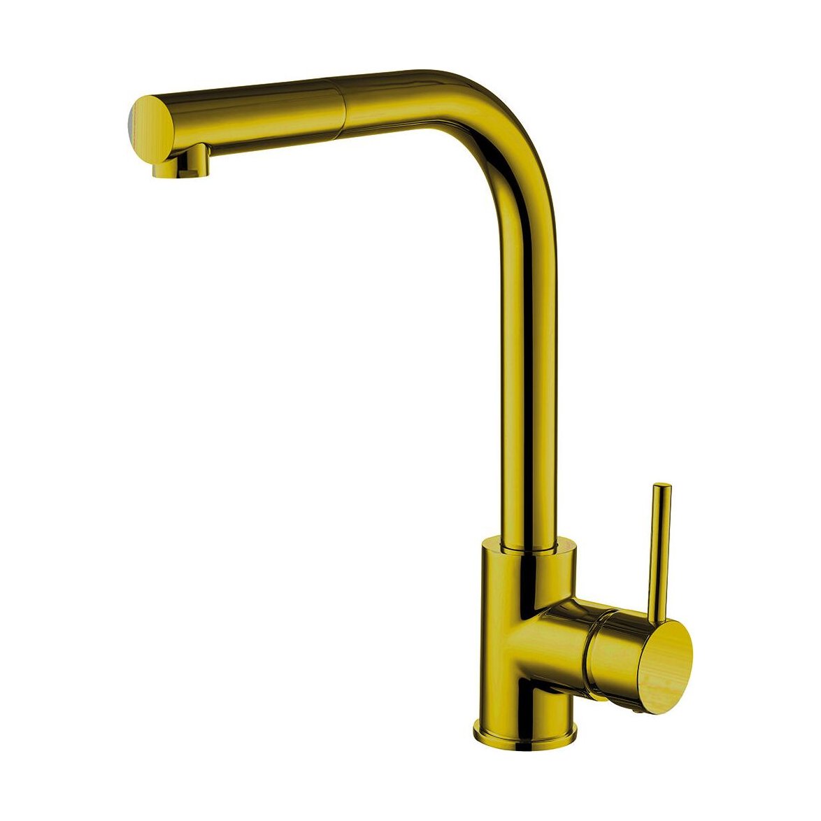 [BKT004BG] Contemporary Pull Out Single Lever Kitchen Mixer Tap - Brushed Gold - Cutout