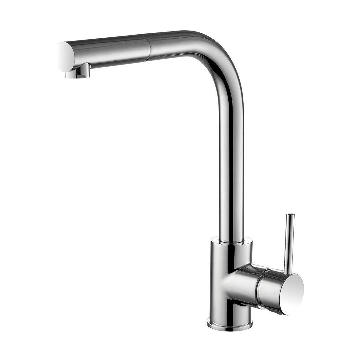 [BKT004BN] Balterley Contemporary Pull Out Single Lever Kitchen Mixer Tap with Rounded Swivel Spout & Brushed Nickel Finish - Cutout