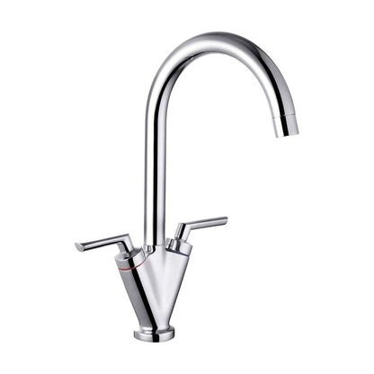 [BKT005CP] Balterley Contemporary Pull Out Dual Lever Kitchen Mixer Tap with Rounded Swivel Spout & Chrome Finish - Cutout