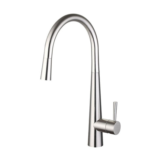 [BKT009BN] Contemporary Pull Out Kitchen Mixer Tap - Brushed Nickel - Cutout
