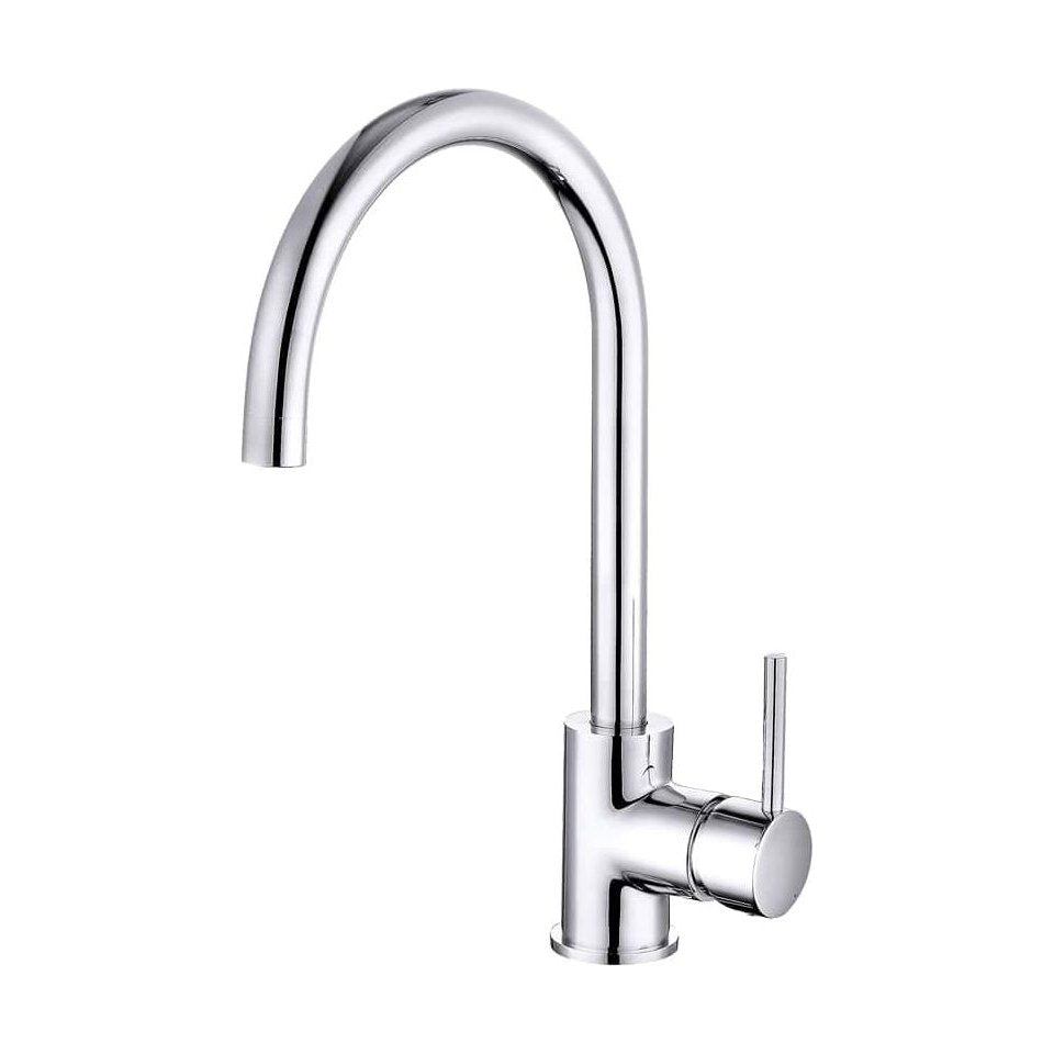 [BKT010] Contemporary Single Lever Kitchen Mixer Tap - Chrome - Cutout