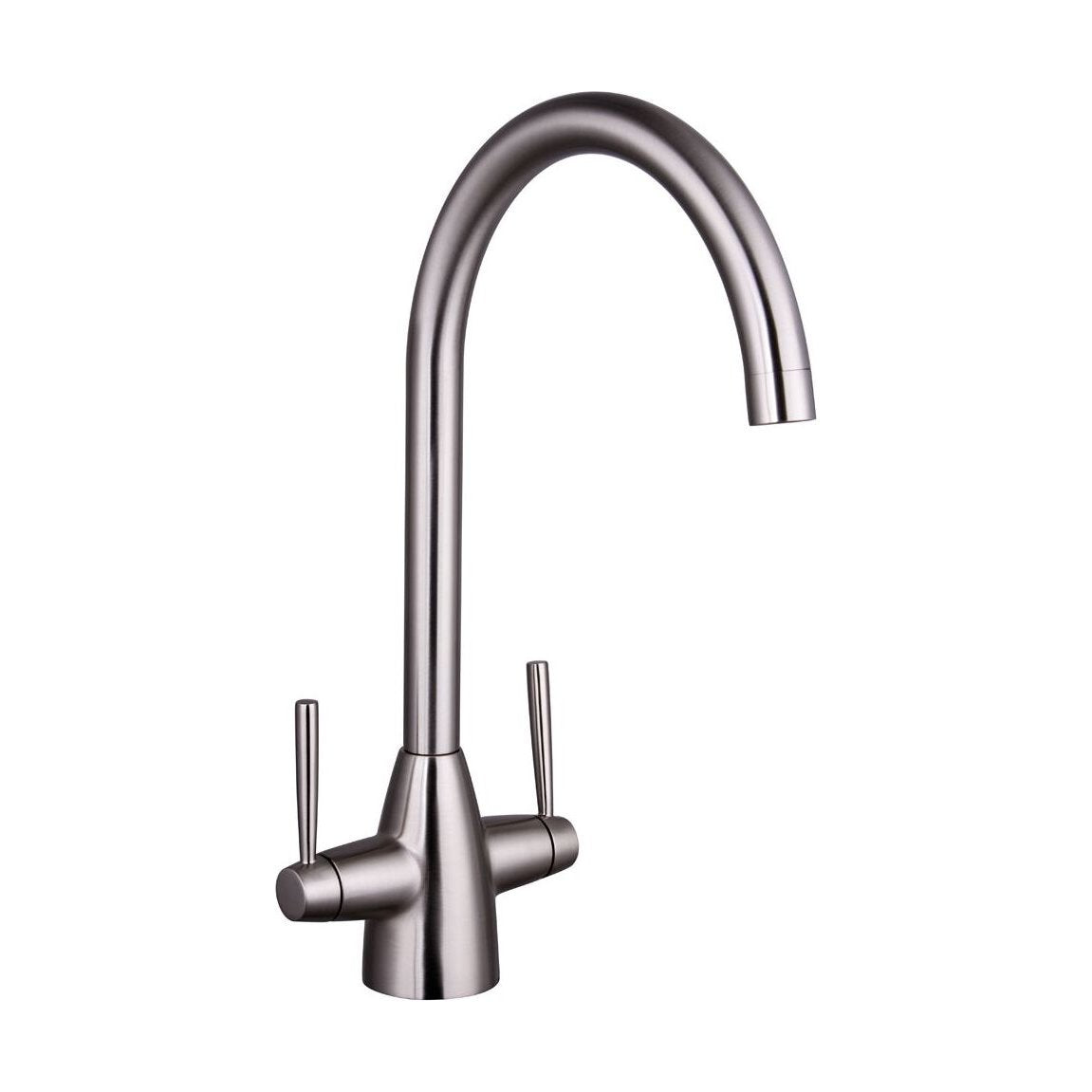 [BKT015BN] Contemporary Dual Handle Kitchen Mixer Tap - Brushed Nickel - Cutout