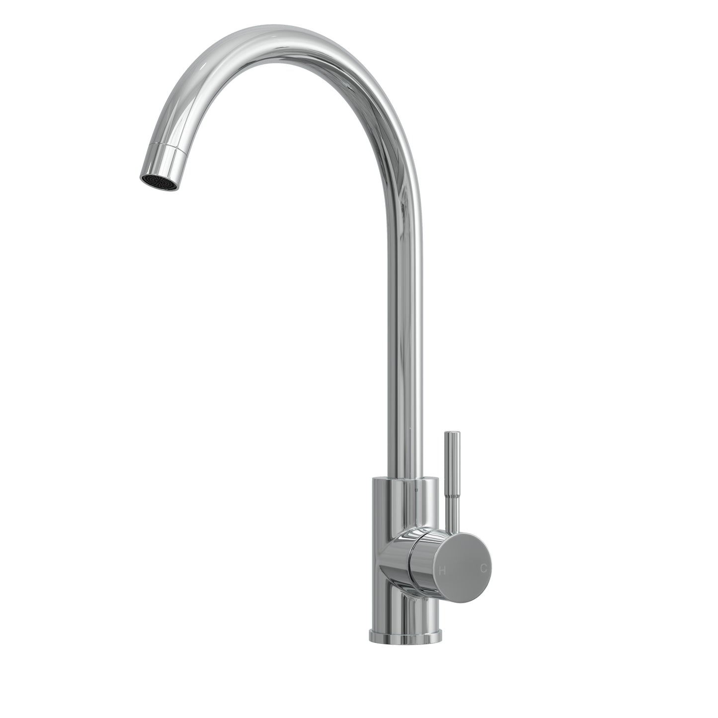 [BKT1310] Modern Round Single Lever Kitchen Sink Mixer Tap - Top Fix Installation, 355 x 90 x 245mm, Chrome Finish - Cutout