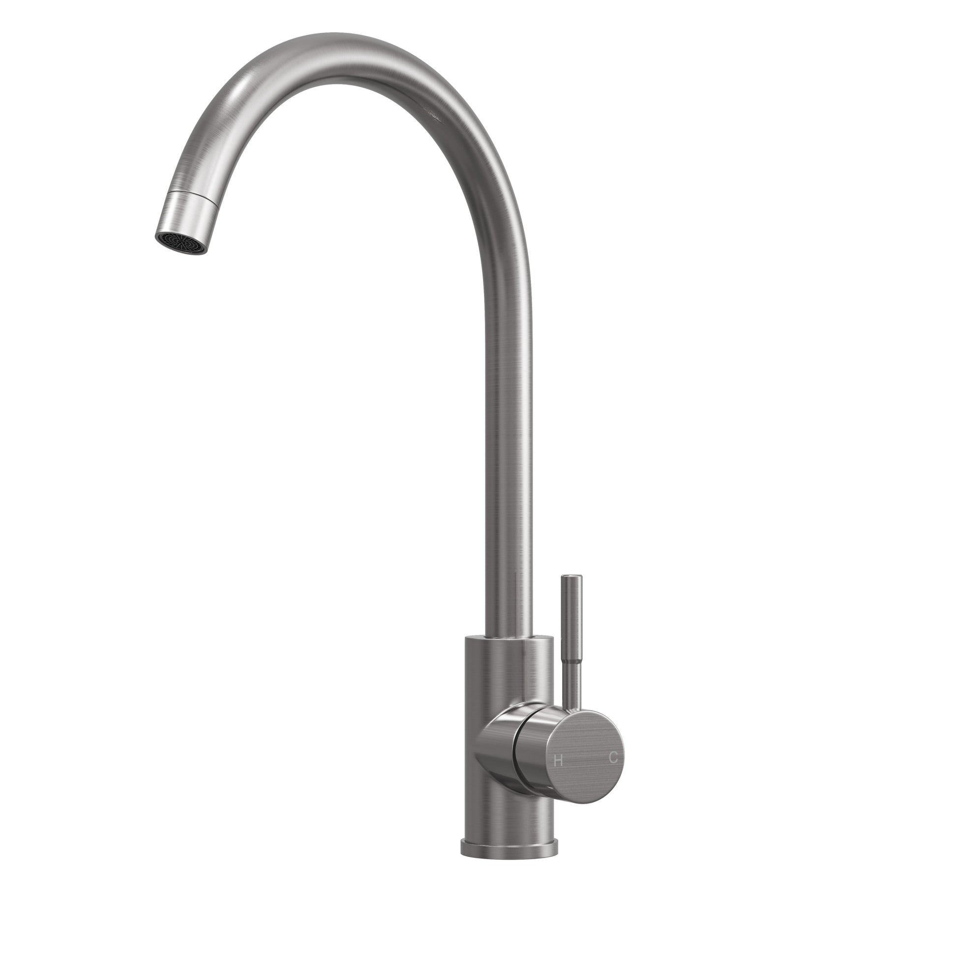 [BKT1313] Modern Round Single Lever Kitchen Sink Mixer Tap - Top Fix Installation, 355 x 90 x 245mm, Chrome Finish - Cutout