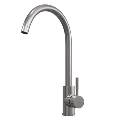 [BKT1313] Modern Round Single Lever Kitchen Sink Mixer Tap - Top Fix Installation, 355 x 90 x 245mm, Chrome Finish - Cutout