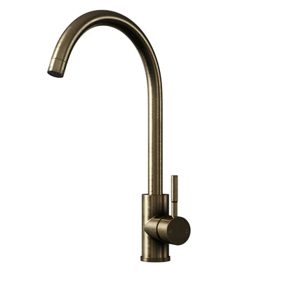 [BKT1323] Modern Round Single Lever Kitchen Sink Mixer Tap - Top Fix Installation, 355 x 90 x 245mm, Chrome Finish - Cutout