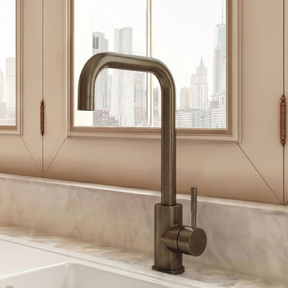 [BKT1329] Modern Square Single Lever Kitchen Sink Mixer Tap - Top Fix Installation, 352 x 90 x 245mm, Chrome Finish - Silo
