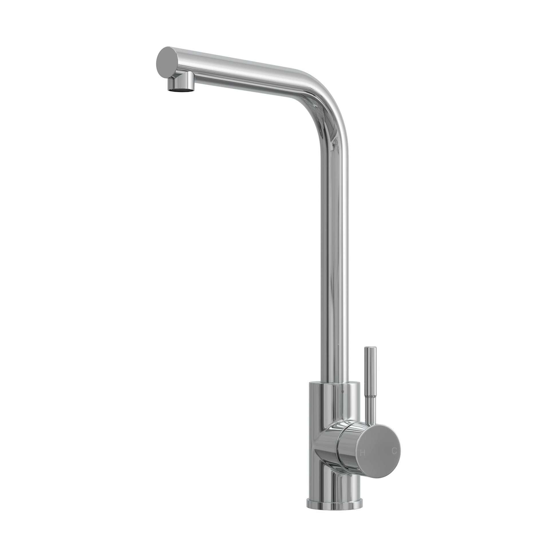 [BKT1330] Modern L-Neck Kitchen Sink Mixer Tap Single Lever, Top Fix Installation, 347 x 90 x 245 mm - Choice of Colour - Cutout