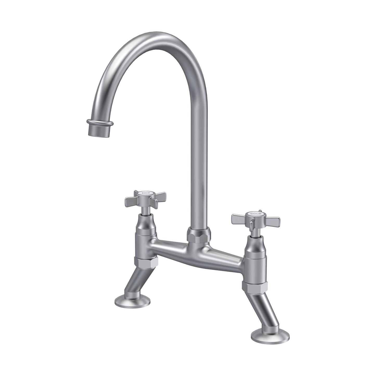 [BKT606] Norbury Bridge Mixer Kitchen Tap - Crosshead or Lever Handles, Choice of Colour - Cutout