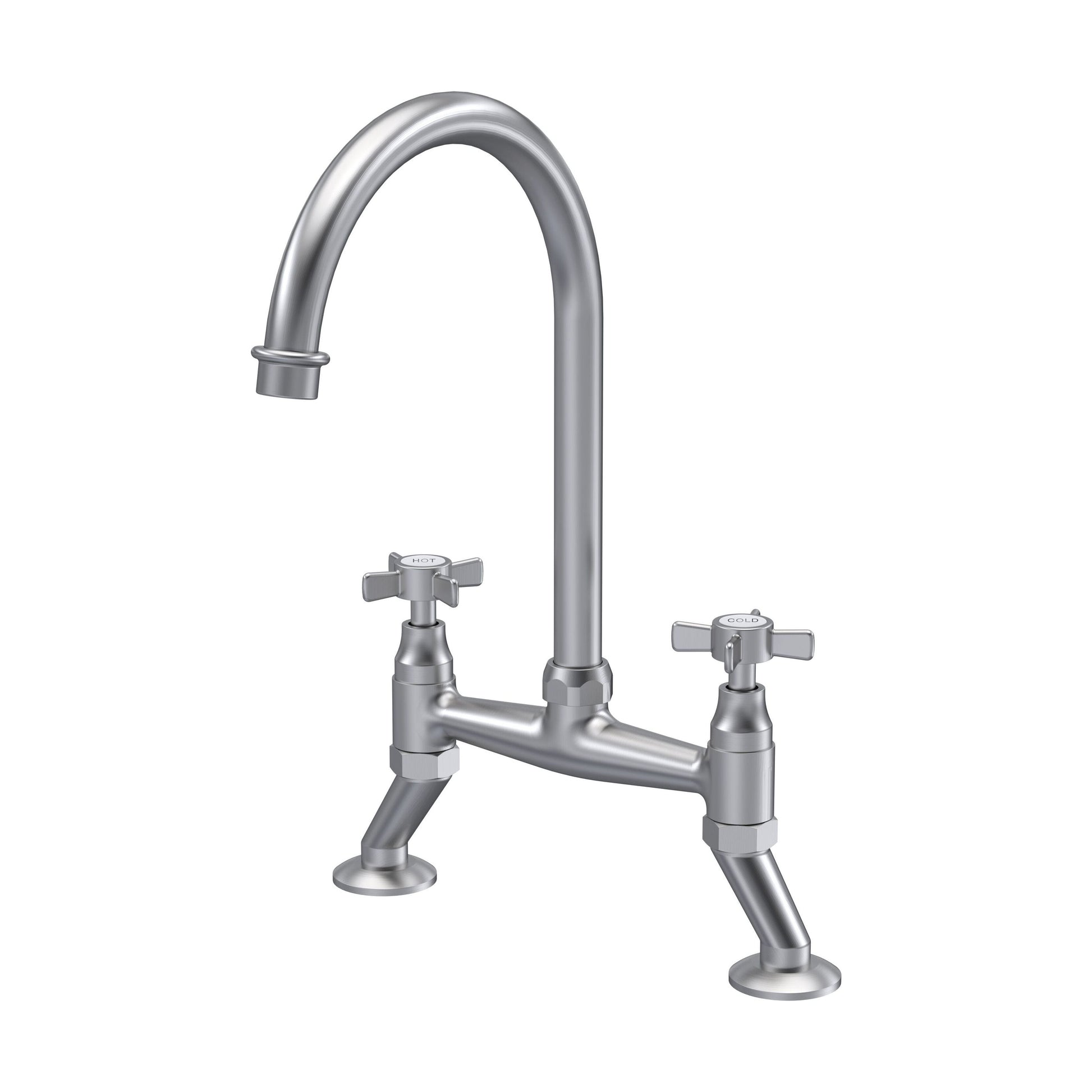 [BKT606] Norbury Bridge Mixer Kitchen Tap - Crosshead or Lever Handles, Choice of Colour - Cutout