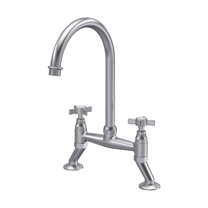 [BKT606] Norbury Bridge Mixer Kitchen Tap - Crosshead or Lever Handles, Choice of Colour - Cutout