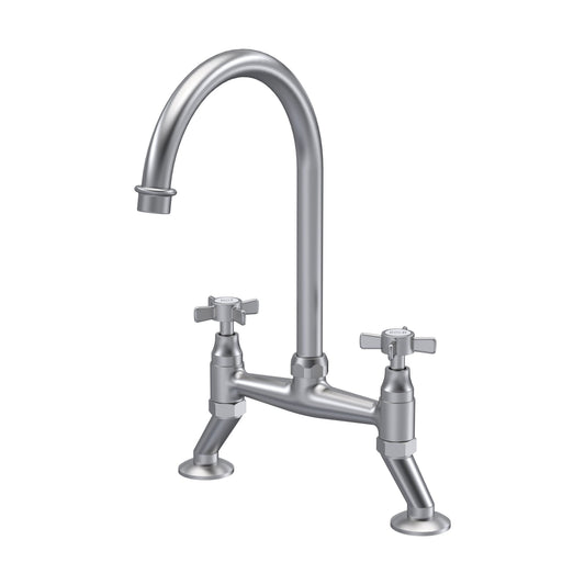 [BKT606] Norbury Bridge Mixer Kitchen Tap - Crosshead or Lever Handles, Choice of Colour - Cutout