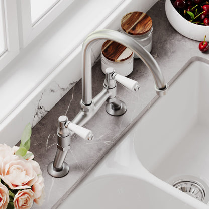 [BKT616] Norbury Bridge Mixer Kitchen Tap - Crosshead or Lever Handles, Choice of Colour - Lifestyle 3