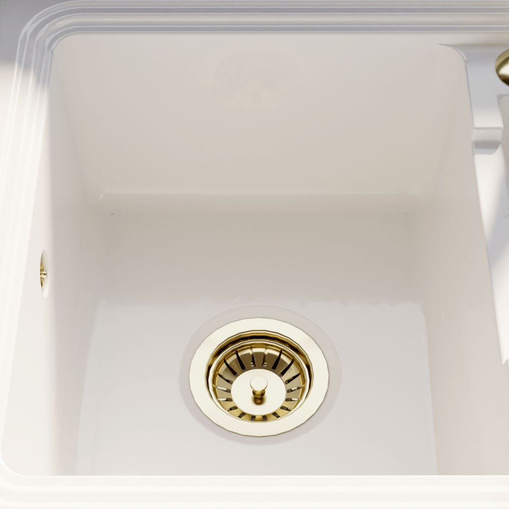 [BKW813R] 90mm Fireclay Kitchen Sink Basket Strainer Waste with Overflow - Multiple Colours Available - Lifestyle 2