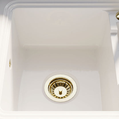 [BKW813R] 90mm Fireclay Kitchen Sink Basket Strainer Waste with Overflow - Multiple Colours Available - Lifestyle 2