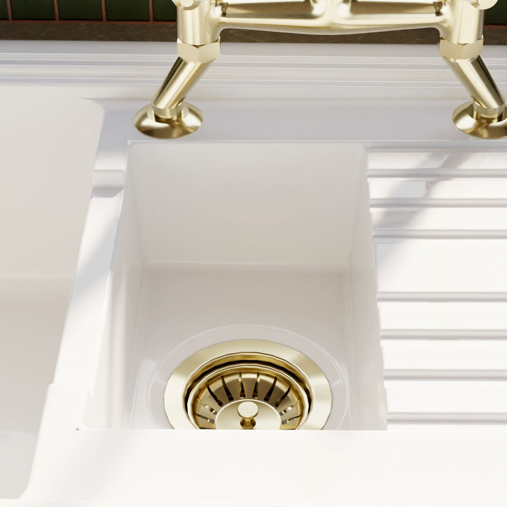[BKW813] 90mm Fireclay Kitchen Sink Basket Strainer Waste - Multiple Colours Available - Lifestyle 1