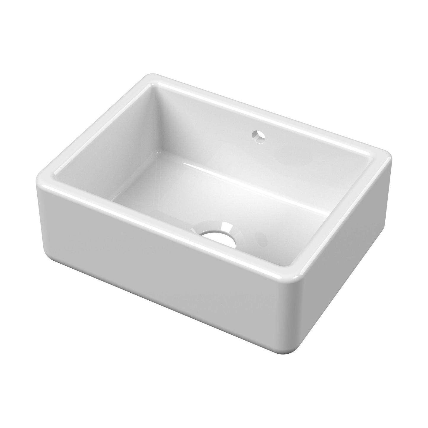[BLBU17124] Traditional Single Bowl Fireclay Ceramic Butler Kitchen Sink with Overflow - 595mm - Cutout