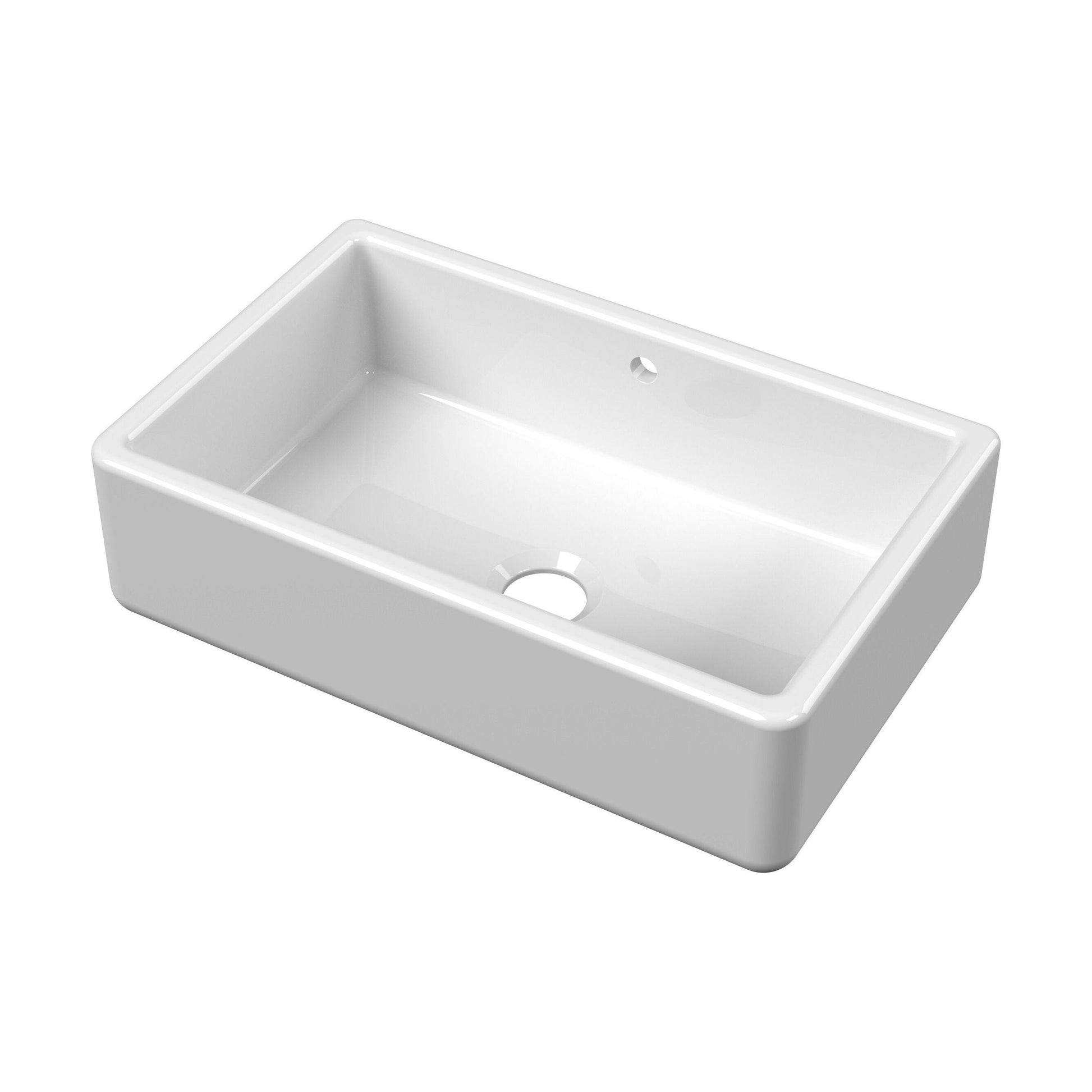 [BLBU17132] Traditional Single Bowl Fireclay Ceramic Butler Kitchen Sink with Overflow - 795mm - Cutout