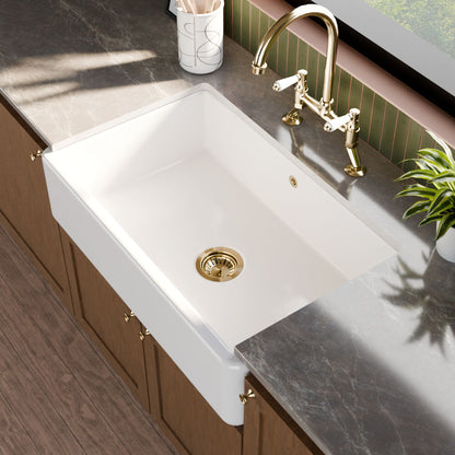 [BLBU17132] Traditional Single Bowl Fireclay Ceramic Butler Kitchen Sink with Overflow - 795mm - Lifestyle 3