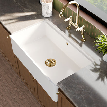 [BLBU18132] Fireclay Ceramic Kitchen Sink with Ledge - Choice of Design and Style - Lifestyle 3