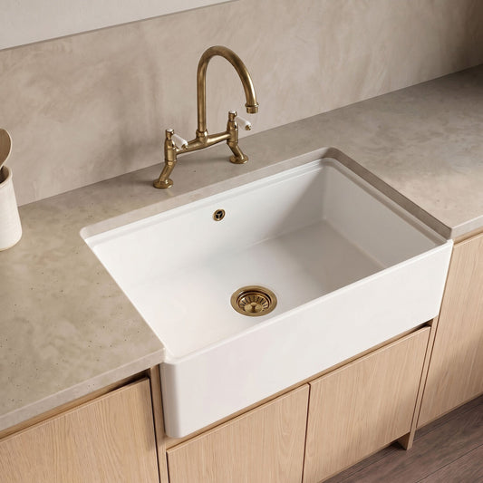 [BLBU18132] Fireclay Ceramic Kitchen Sink with Ledge - Choice of Design and Style - Silo