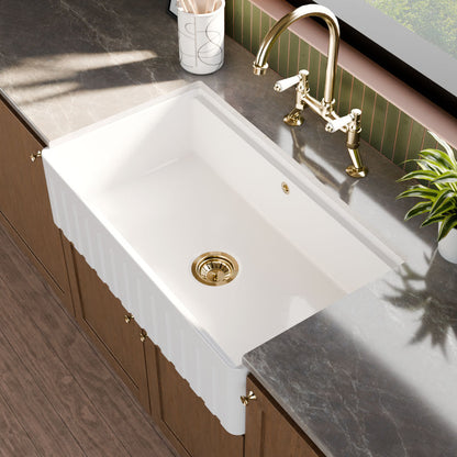 [BLBUF18132] Fireclay Ceramic Kitchen Sink with Ledge - Choice of Design and Style - Lifestyle 3