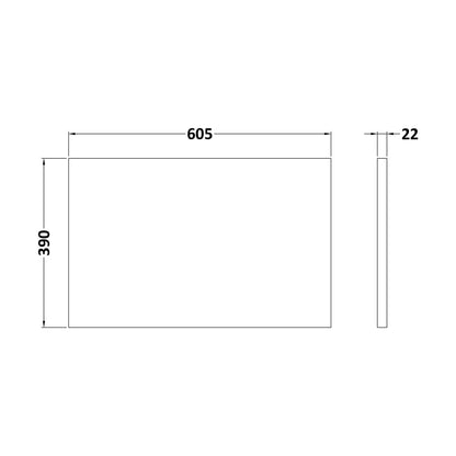 [BLCM600] Laminate Worktop 605x390x22mm - Technical Drawing