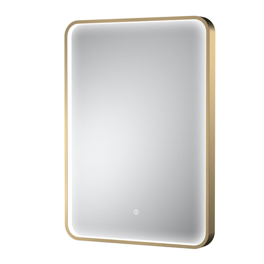 Balterley Inset Framed LED Touch Sensor Mirror with Demister Pad, 700x500 - Brushed Brass