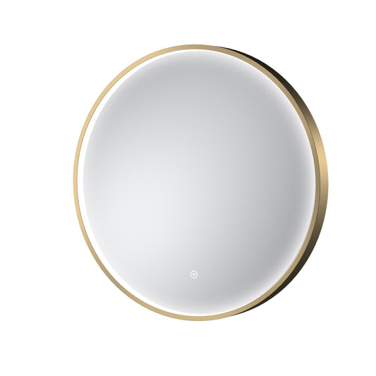 Balterley Round Inset Framed LED Touch Sensor Mirror with Demister Pad, 600mm - Brushed Brass