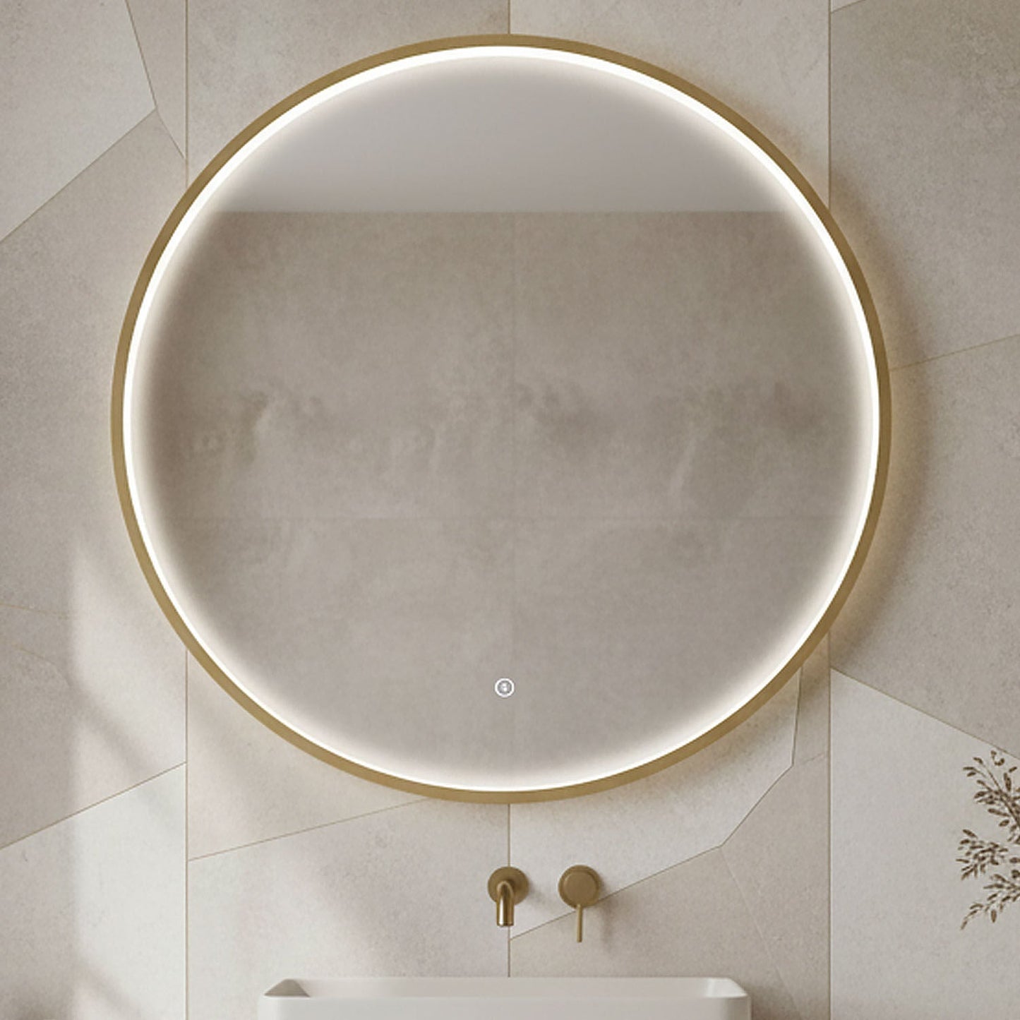 [BLQ742] Quixhill Contemporary Round Inset Framed LED Touch Sensor Mirror - Silo