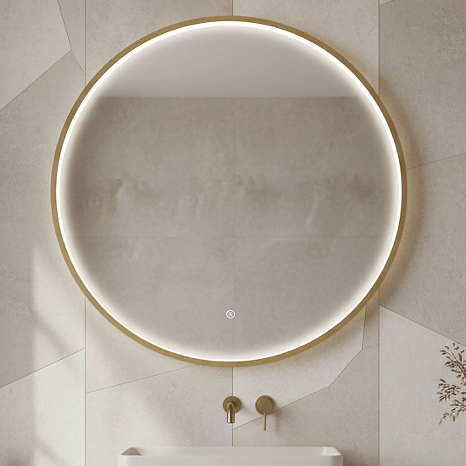 [BLQ742] Quixhill Contemporary Round Inset Framed LED Touch Sensor Mirror - Silo