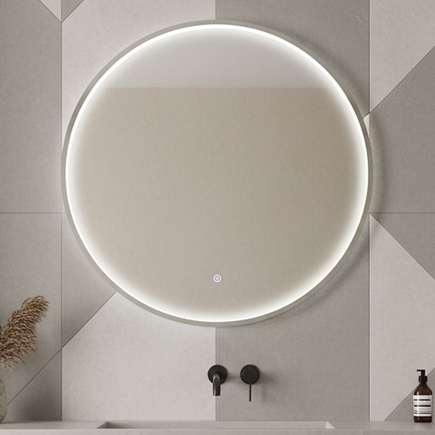 [BLQ743] Quixhill Contemporary Round Inset Framed LED Touch Sensor Mirror - Silo