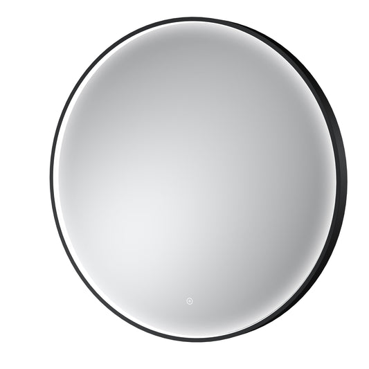 Balterley Round Inset Framed LED Touch Sensor Mirror with Demister Pad, 800mm - Black