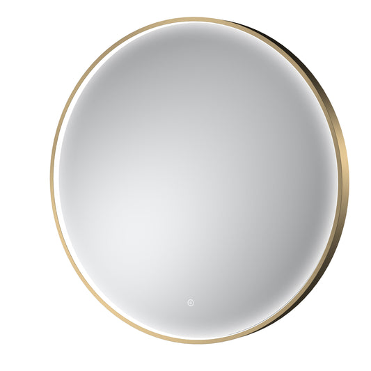 Balterley Round Inset Framed LED Touch Sensor Mirror with Demister Pad, 800mm - Brushed Brass
