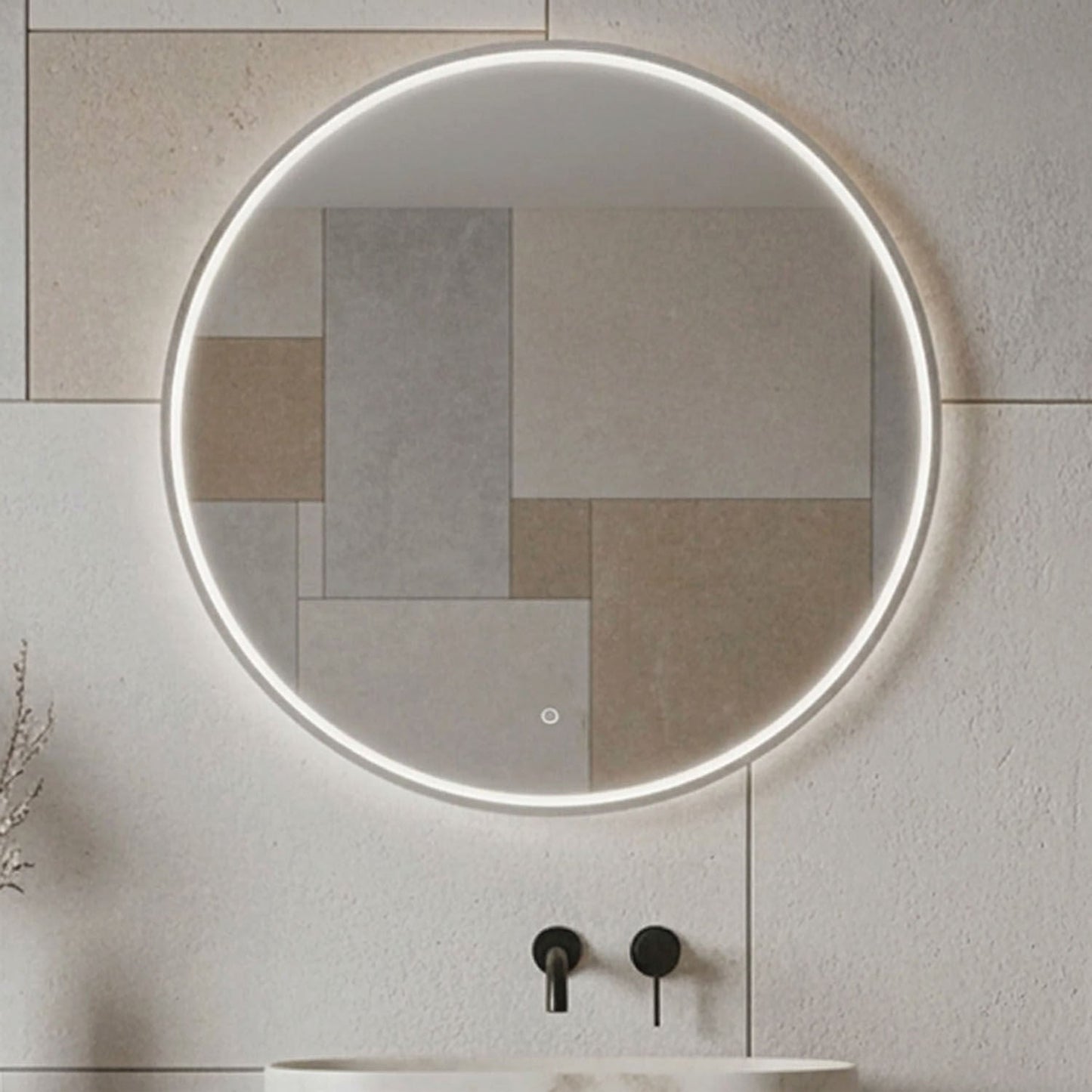 [BLQ753] Quixhill Contemporary Round Inset Framed LED Touch Sensor Mirror - Silo