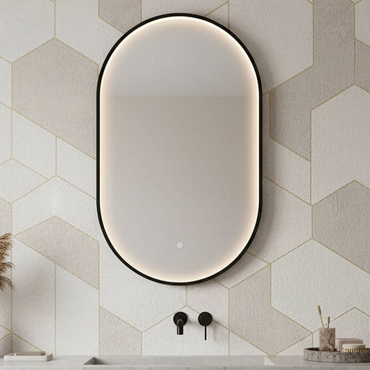 [BLQ761] Quixhill Contemporary Oval Inset Framed LED Touch Sensor Mirror - 800 x 500mm - Silo