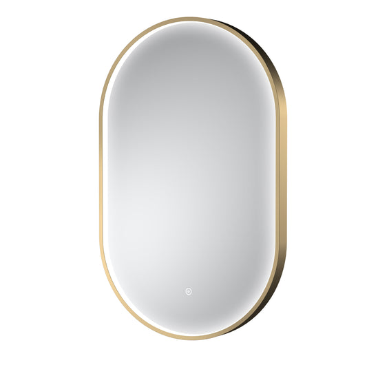 Balterley Oval Inset Framed LED Touch Sensor Mirror with Demister Pad, 800x500mm - Brushed Brass