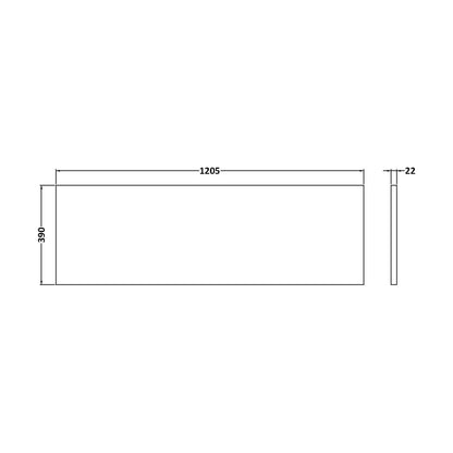 [BLSB1200] Laminate Worktop 1205x390x22mm - Technical Drawing