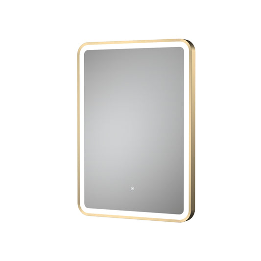 Balterley Rectangular Framed LED Touch Sensor Mirror with Demister, 700x500mm - Brushed Brass