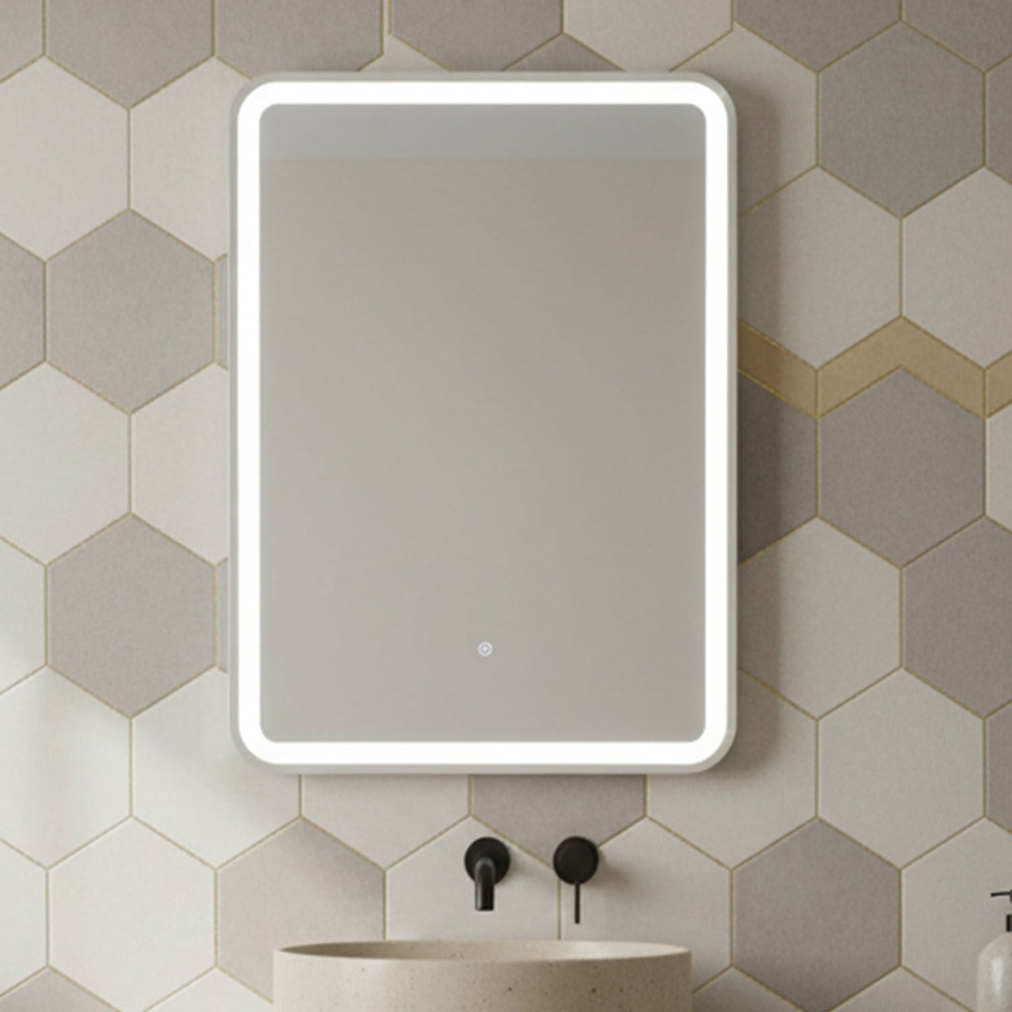 [BMFR703] Quixhill Rectangular LED Illuminated Touch Sensor Framed Mirror with Demister, 700mm x 500mm - Silo