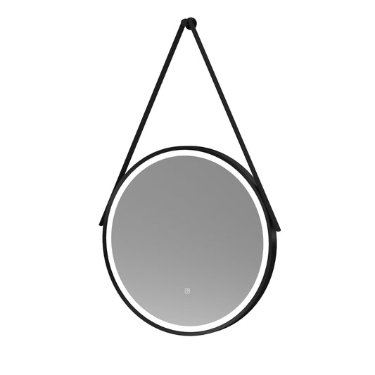 Quixhill Round LED Illuminated Touch Sensor Framed Mirror with Demister & Strap - Choice of Colour and Size