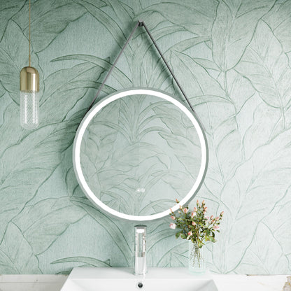 [BMFR713] Quixhill Round LED Illuminated Touch Sensor Framed Mirror with Demister & Strap - Choice of Colour and Size - Lifestyle 1