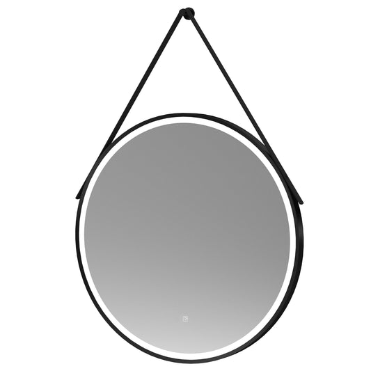 Balterley Round Framed LED Touch Sensor Mirror with Demister & Hanging Strap, 800mm - Black