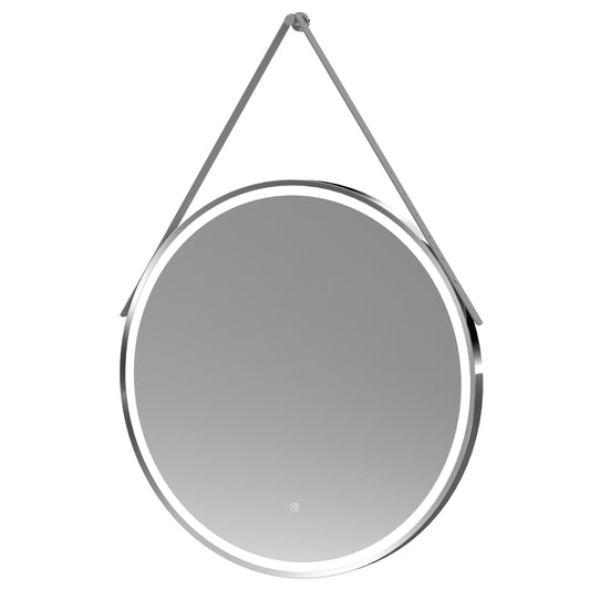 Balterley Round Framed LED Touch Sensor Mirror with Demister & Strap, 800mm - Chrome/Grey