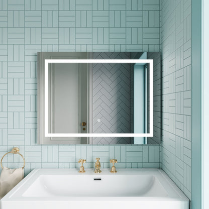 [BMLD506] Talke Rectangular Landscape LED Illuminated Touch Sensor Mirror with Demister, 800 x 500mm - Lifestyle 1