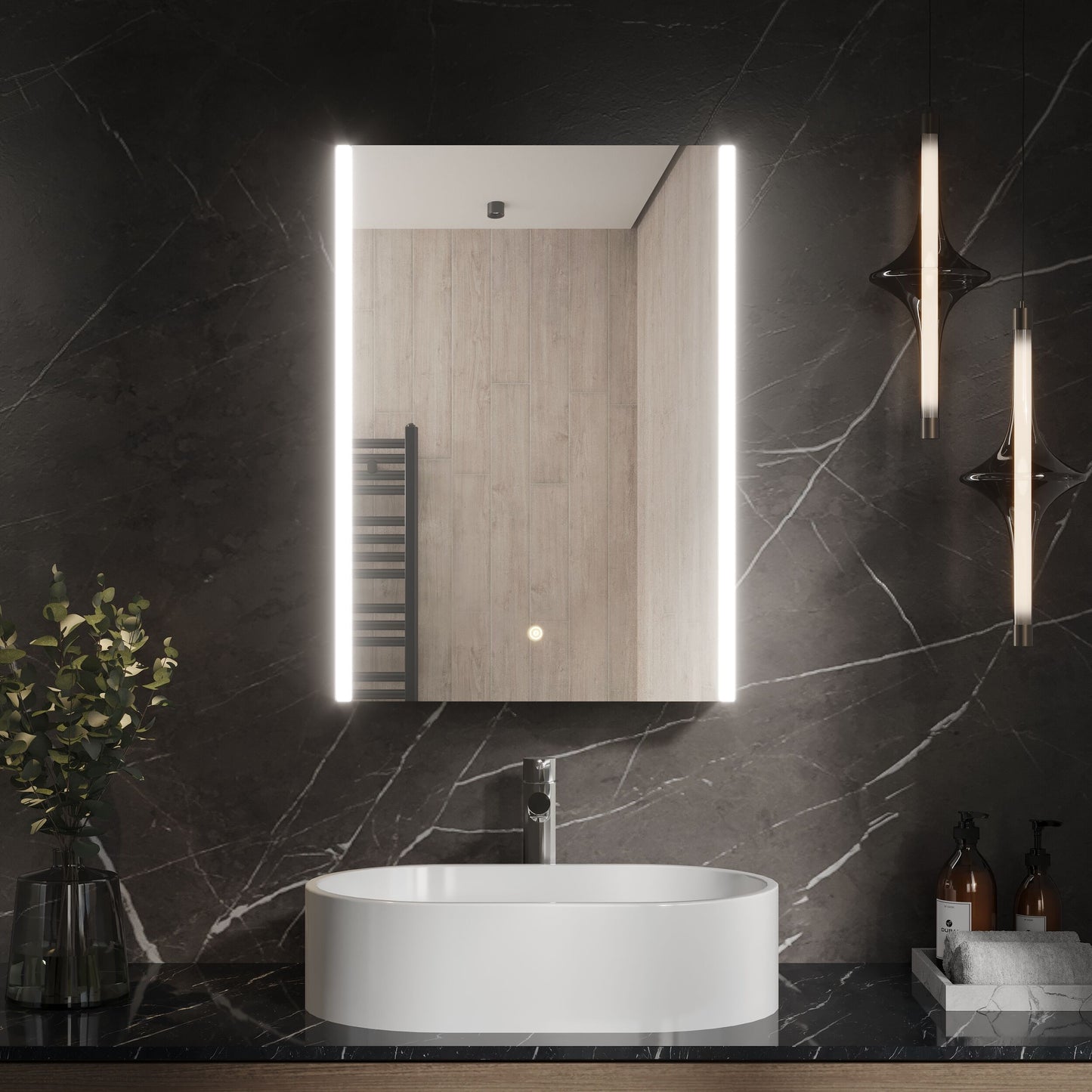 [BMMC093] Talke 1 Door Touch Sensor Mirror Cabinet with Demister & Shaver Socket, 700 x 500mm - Lifestyle 1