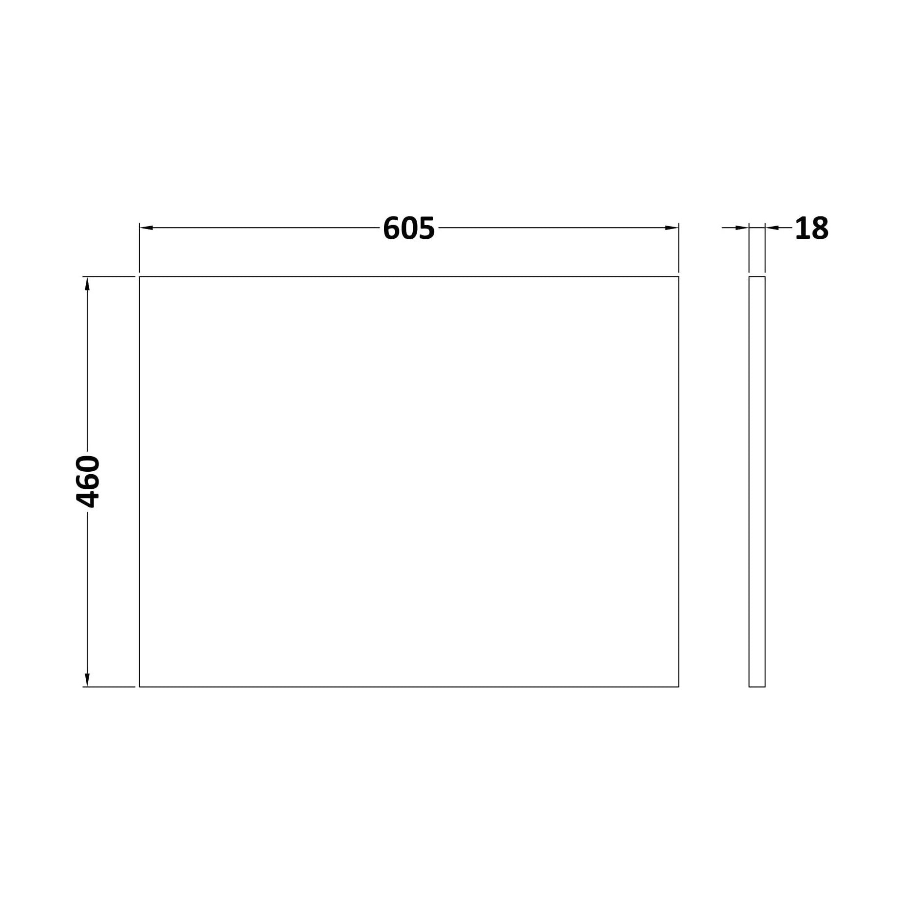 [BMWT23860] 800 WORKTOP (805x460x18mm) - Technical Drawing