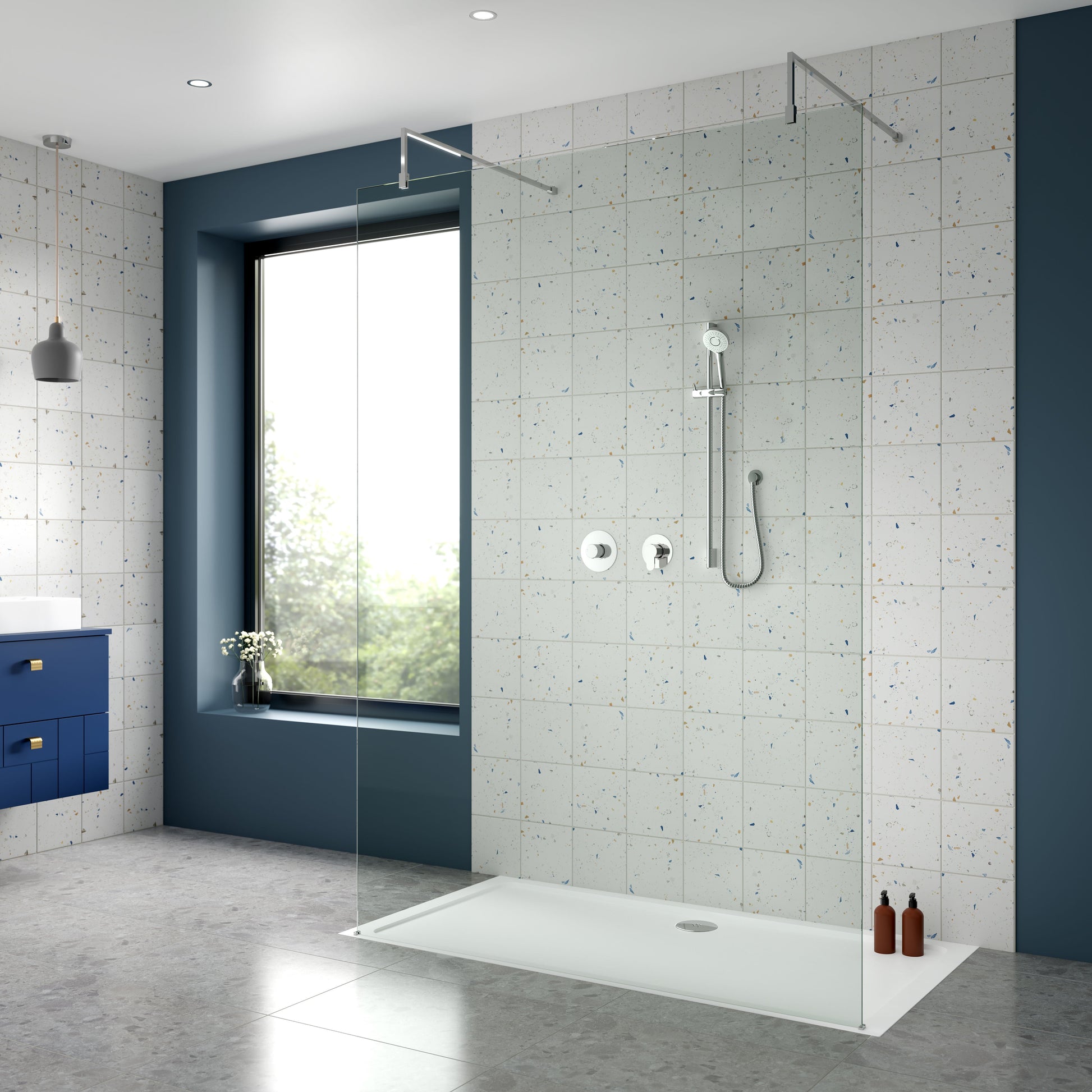 [BSB126ST1] 1 Outlet Luxury Shower Bundle - Stop Tap, Temperature Control & Slide Rail Kit - Chrome - Lifestyle 1