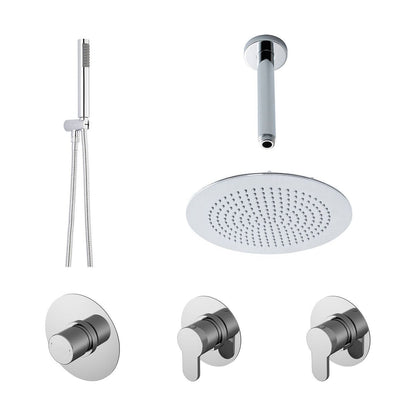 [BSB131ST2] 2 Outlet Concealed Valves Shower Bundle with Handset, Ceiling Mount Arm & Head - Chrome - Cutout